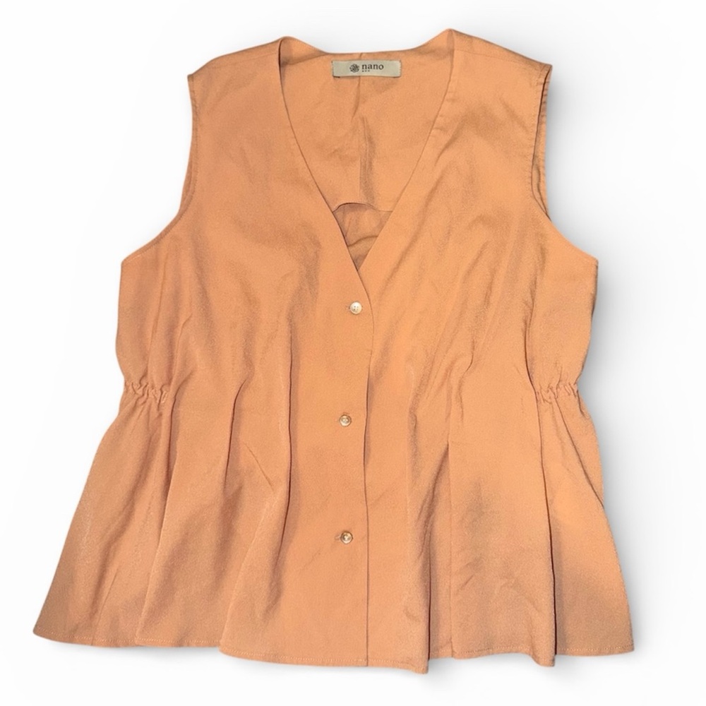 Nano & Co Universe Japanese Designer Button Up Sleeveless Blouse